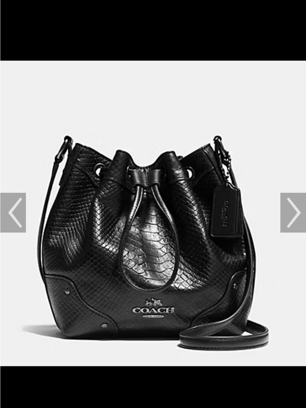 Coach Black Textured Leather Drawstring Shoulder Bag Baby Mickie F36215